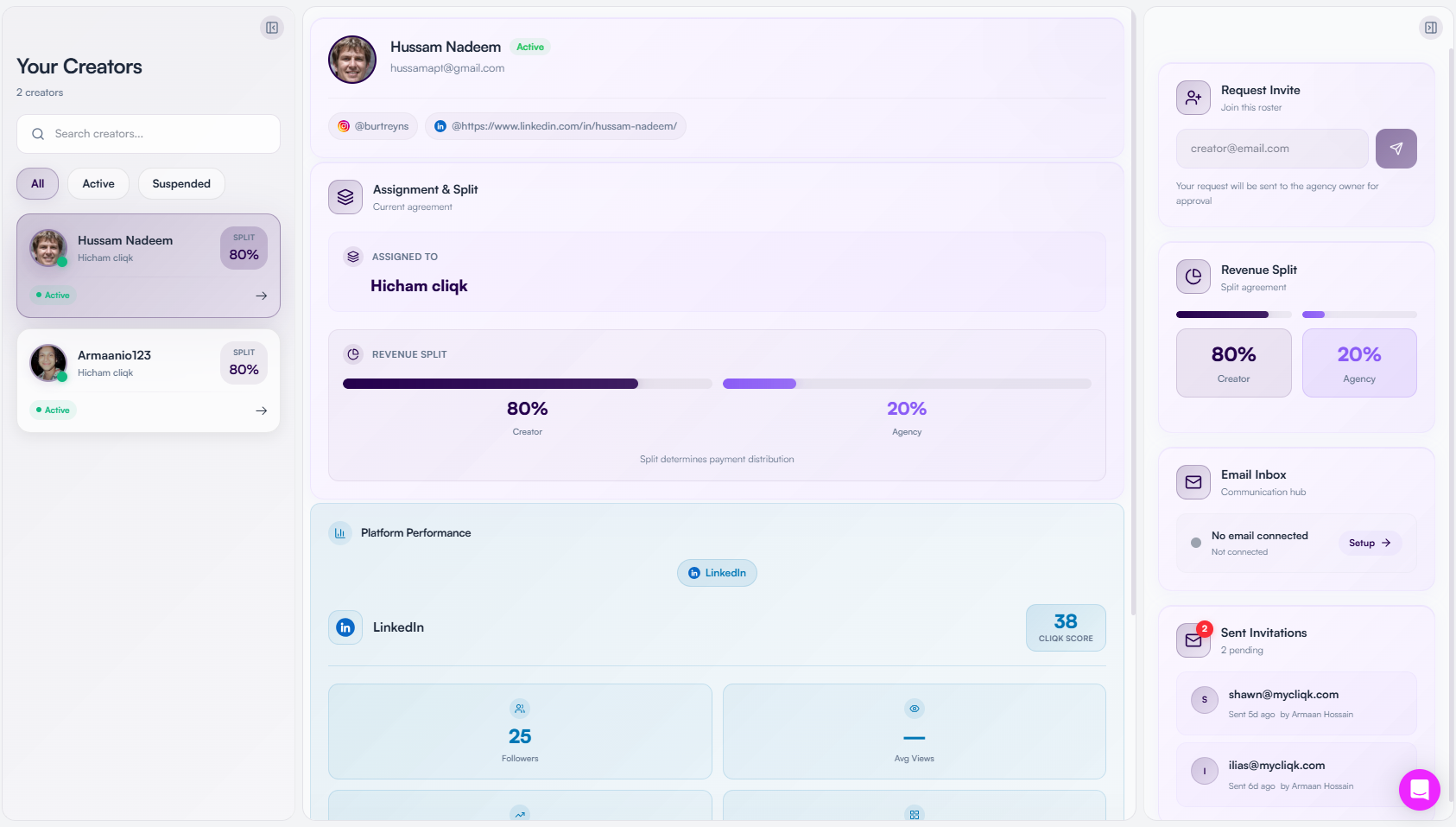 Agency command center — Roster view